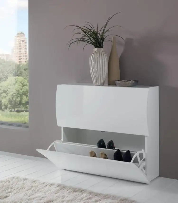 Scarpiera 2 ante L 101 x H 81.5 x P 26.6 cm 16 paia, bianco