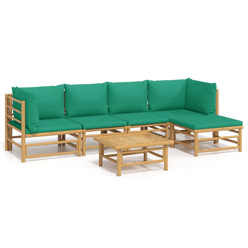 Set Salotto da Giardino 6pz con Cuscini Verdi BambÃ¹cod mxl 76343