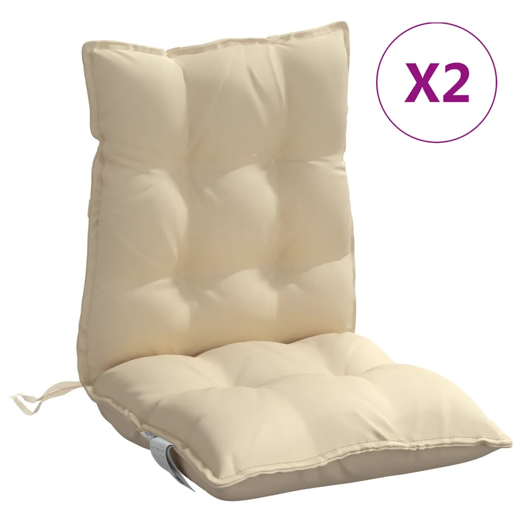Cuscini per Sedia Schienale Basso 2 pz | Cuscini per sedie Beige in Tessuto Oxford
