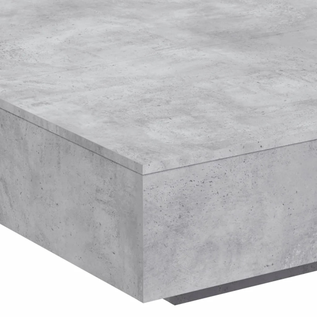 Tavolino da salotto | Tavolino da caff¨¨ | Tavolino da Soggiorno con Luci LED Grigio Cemento 100x100x31 cm