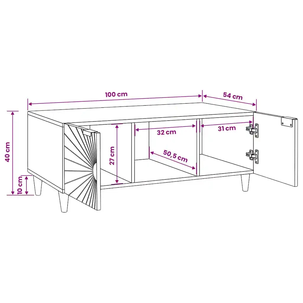 vidaXL Tavolino da salotto Nero e Oro 100 x 54 x 40 cm