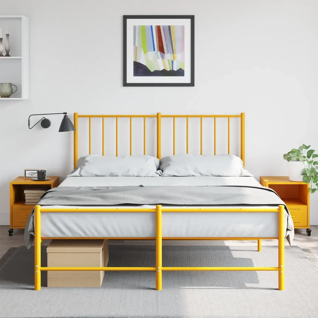Comodini 2 pz Giallo Senape 36x39x43,5 cm in Acciaio 846711