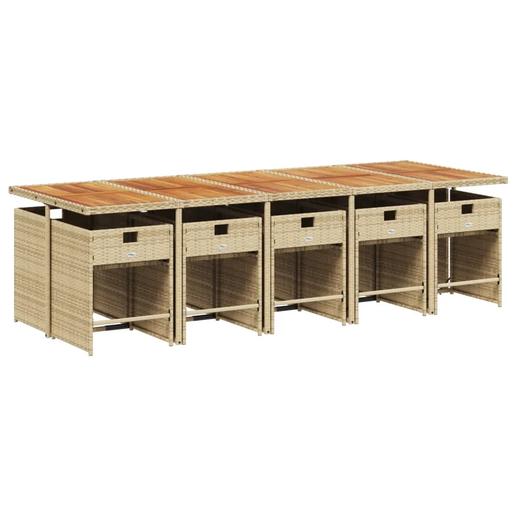 Set da Pranzo da Giardino 11 pz con Cuscini Beige in Polyrattan 3277887