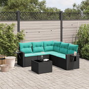 Set Divani da Giardino 6 pz con Cuscini Nero in Polyrattan 3220156