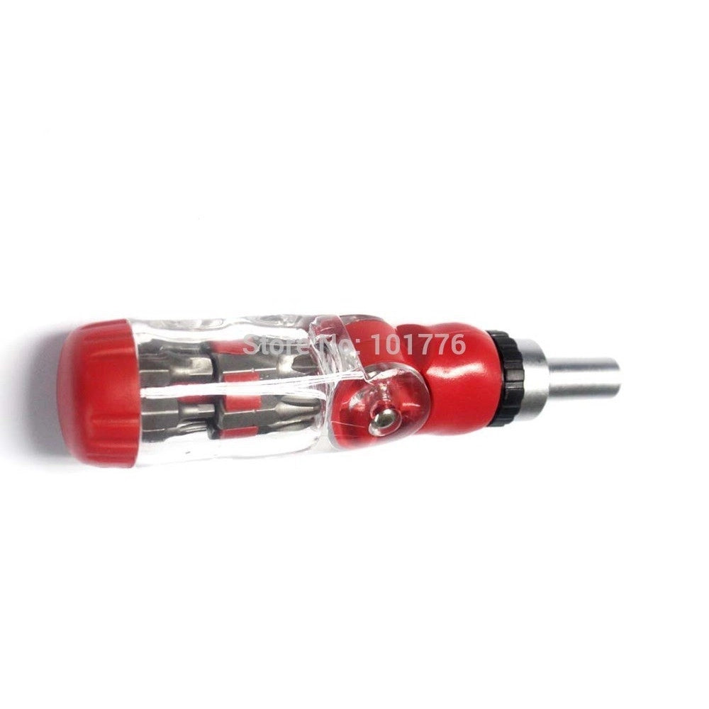 Trade Shop - Cacciavite Giravite Portainserti A Cricchetto Pieghevole 6 Inserti 6 In 1 -