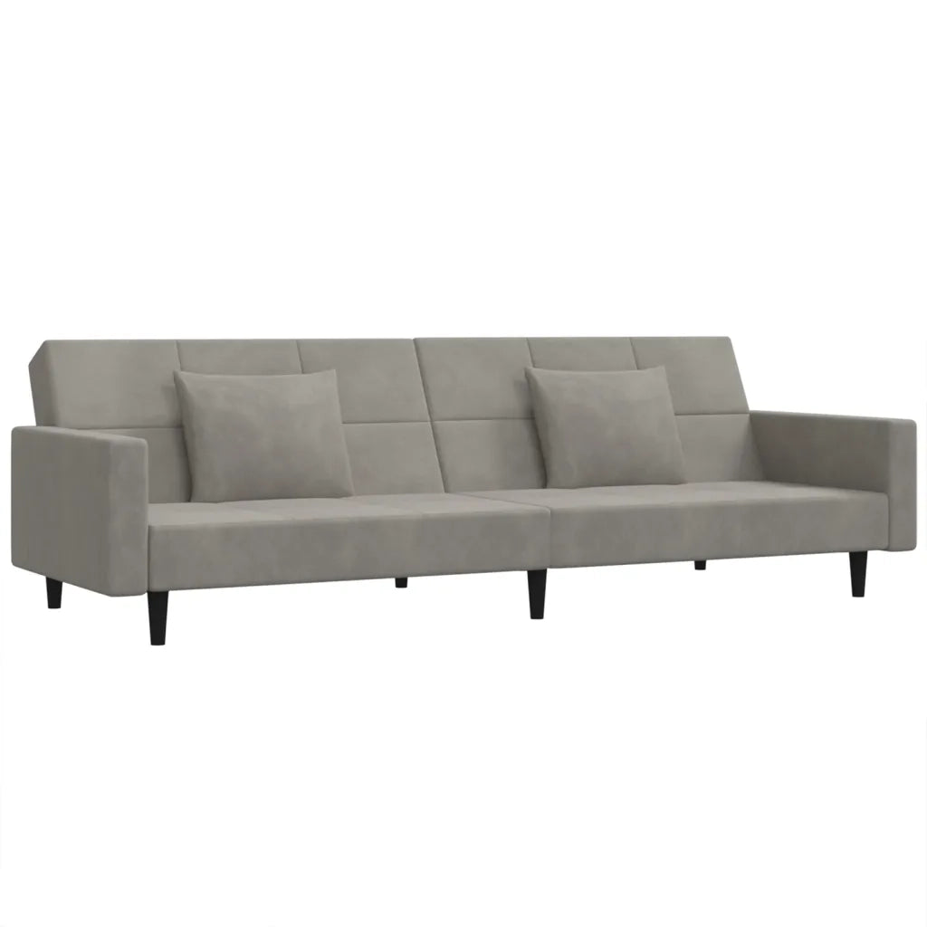 Divano Letto a 2 Posti con 2 Cuscini Grigio Chiaro in Vellutocod mxl 112300