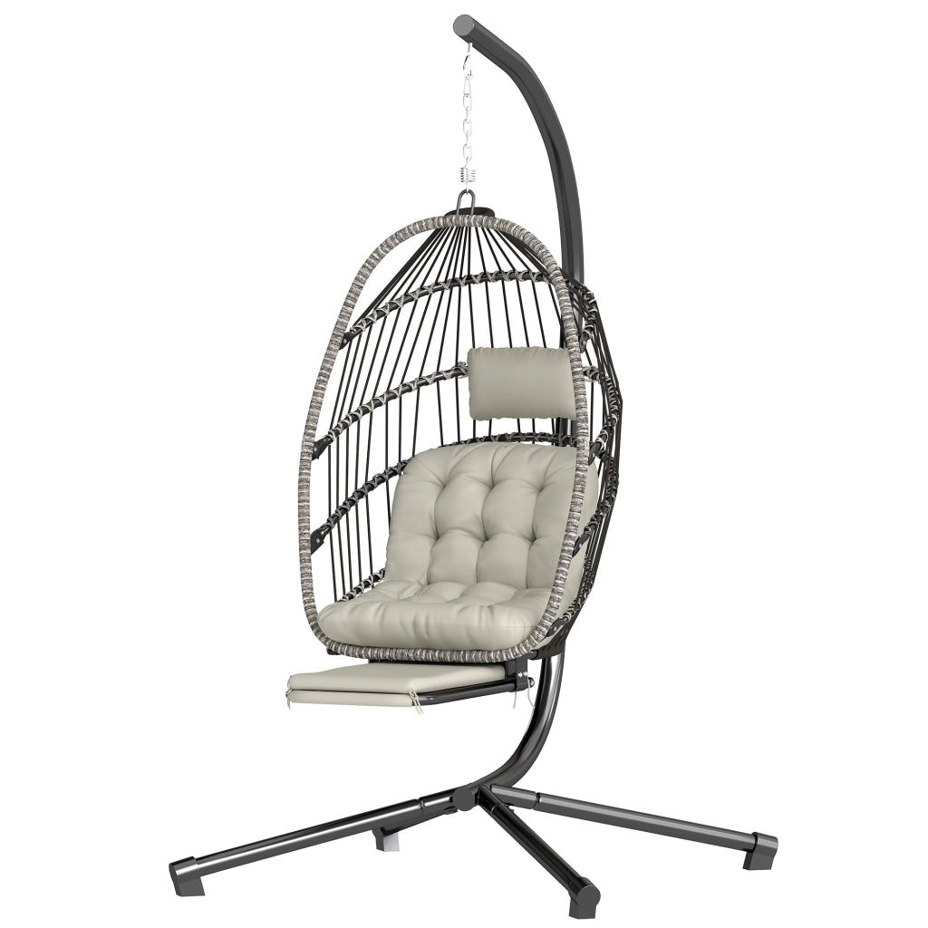 Sedia sospesa pieghevole con poggiapiedi retrattile ¨C Minimal ¨C grigio chiaro
