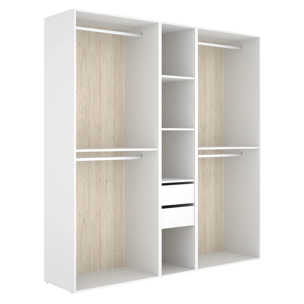 Armadio Camera da Letto Rector, Guardaroba Grande 5 Ripiani, 45x205h cm Bianco