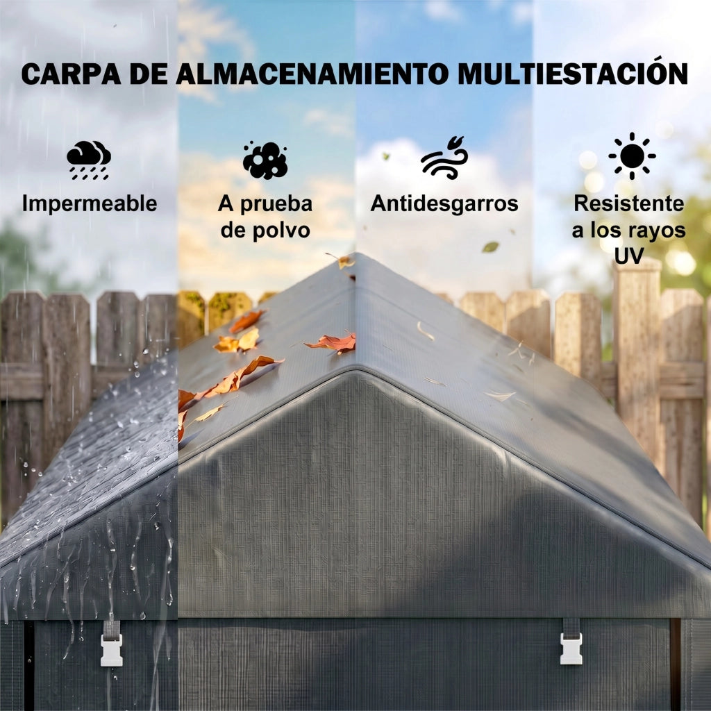 Tenda per Biciclette e Motocicli 1,2x1,8x1,65 m ¨C zephmum ¨C 2 Camere, Grigio Scuro