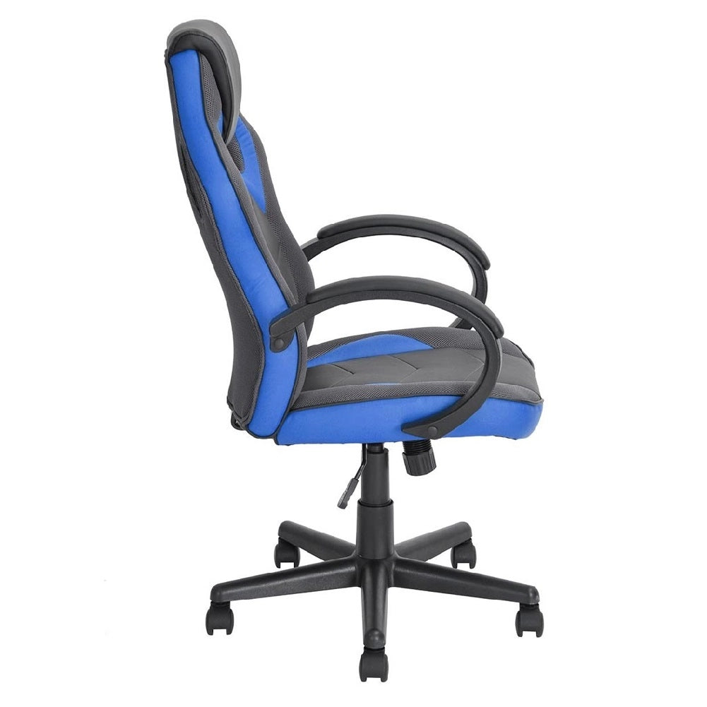 Sedia Gaming Poltrona Ufficio Direzionale 5Ruote Girevoli Sportiva Racer Nero Blu
