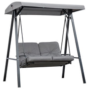 Dondolo da Giardino 2 Posti 144x117x173 cm con Tettuccio Regolabile e Cuscini in Acciaio e Poliestere Grigio