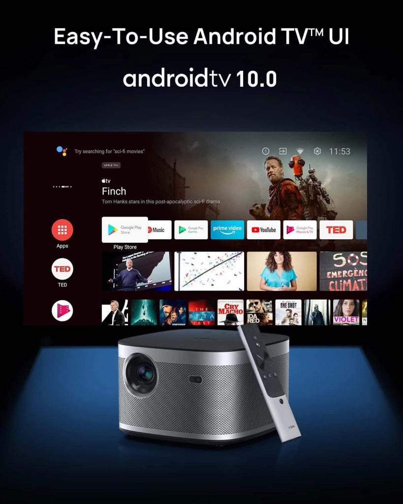 Horizon Proiettore Supporta 4K Full HD 200'' Home Theater 1500 ISO Lumen Android TV10.0 Google Assistant 3D Videoproiettore Harman/Kardon Altoparlante