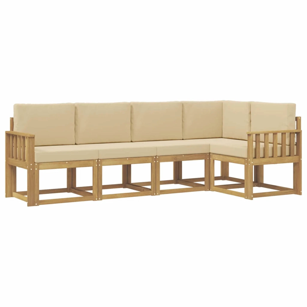 Set di divani da esterno con cuscino 5 pcs Bianco e Beige