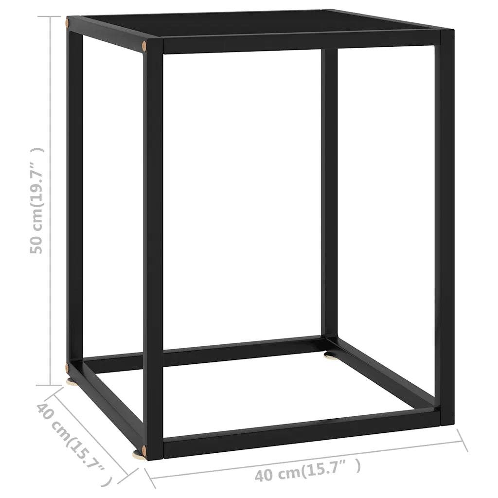 Tavolino da Salotto Nero con Vetro Nero-Tavolino da soggiorno 40x40x50 cm