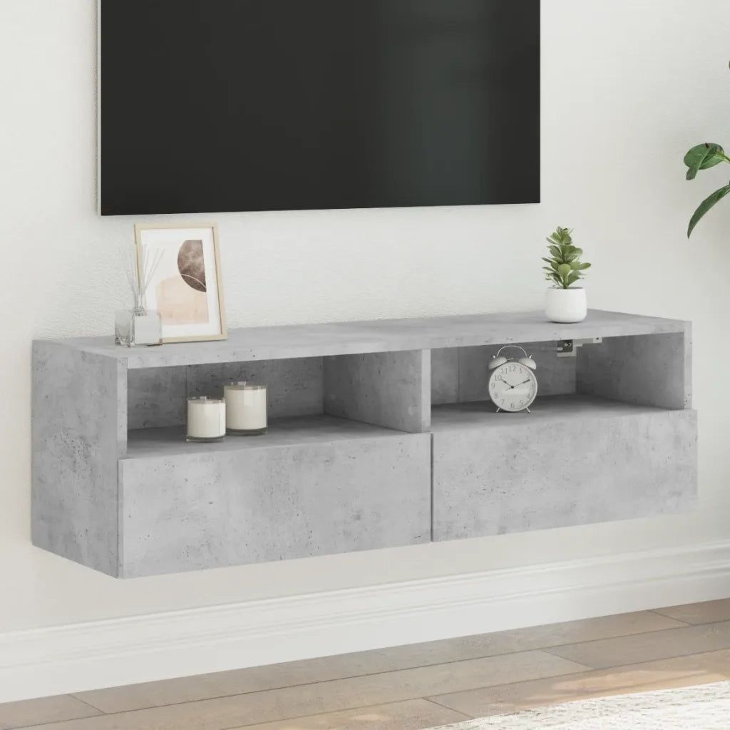 Mobile TV a Parete Grigio Cemento 100x30x30cm Legno Multistrato 836888