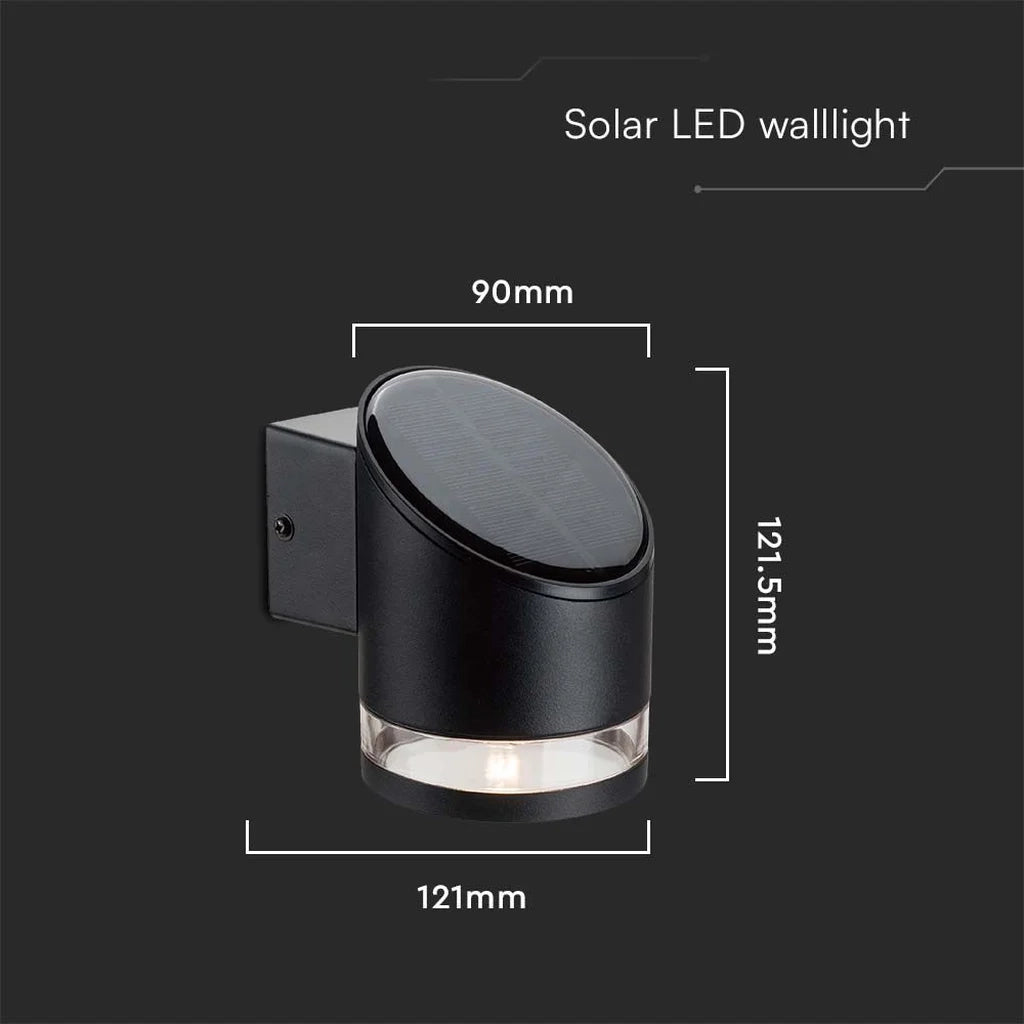 Lampada LED da Giardino con Pannello 1W Nera 121x90x112.5mm 3000K IP54 – V-TAC – VT-1138-B