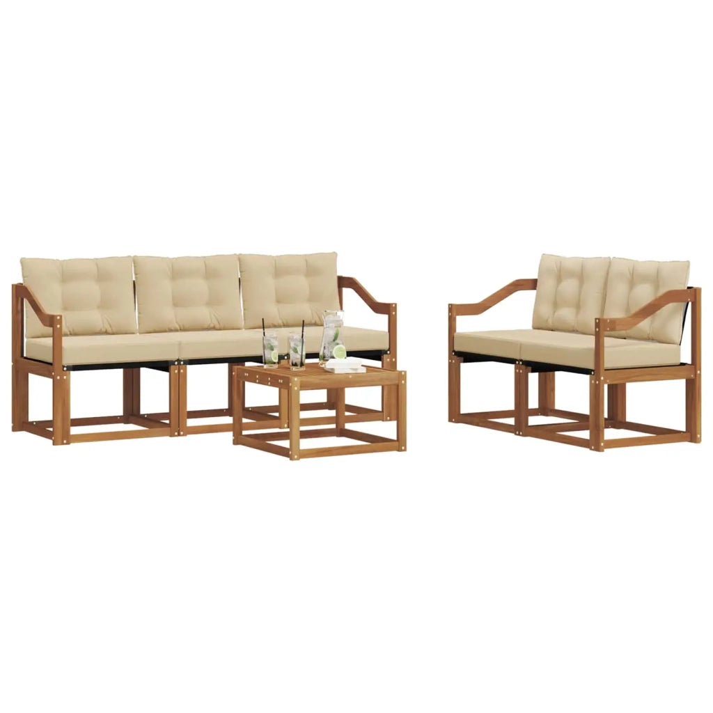 Set di divani da esterno con cuscino 6 pcs Naturale e Beige