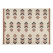 Tappeto Kilim Beige e Nero in cotone 160 x 230 cm a pelo basso Rettangolare reversibile Soggiorno moderno Camera da letto