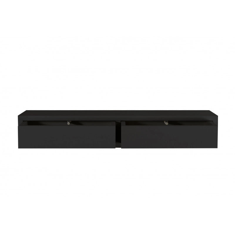 Mensola da Muro con Cassetto, Comodino Sospeso, Mensola da Parete, Nero, 88,2x13,4 p23,7 cm - Domino Maxi