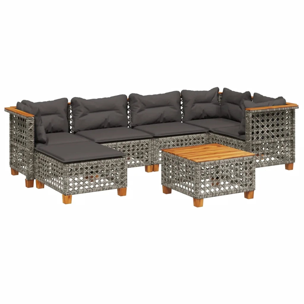 Set Divani da Giardino 7 pz con Cuscini Grigio in Polyrattan 3261921