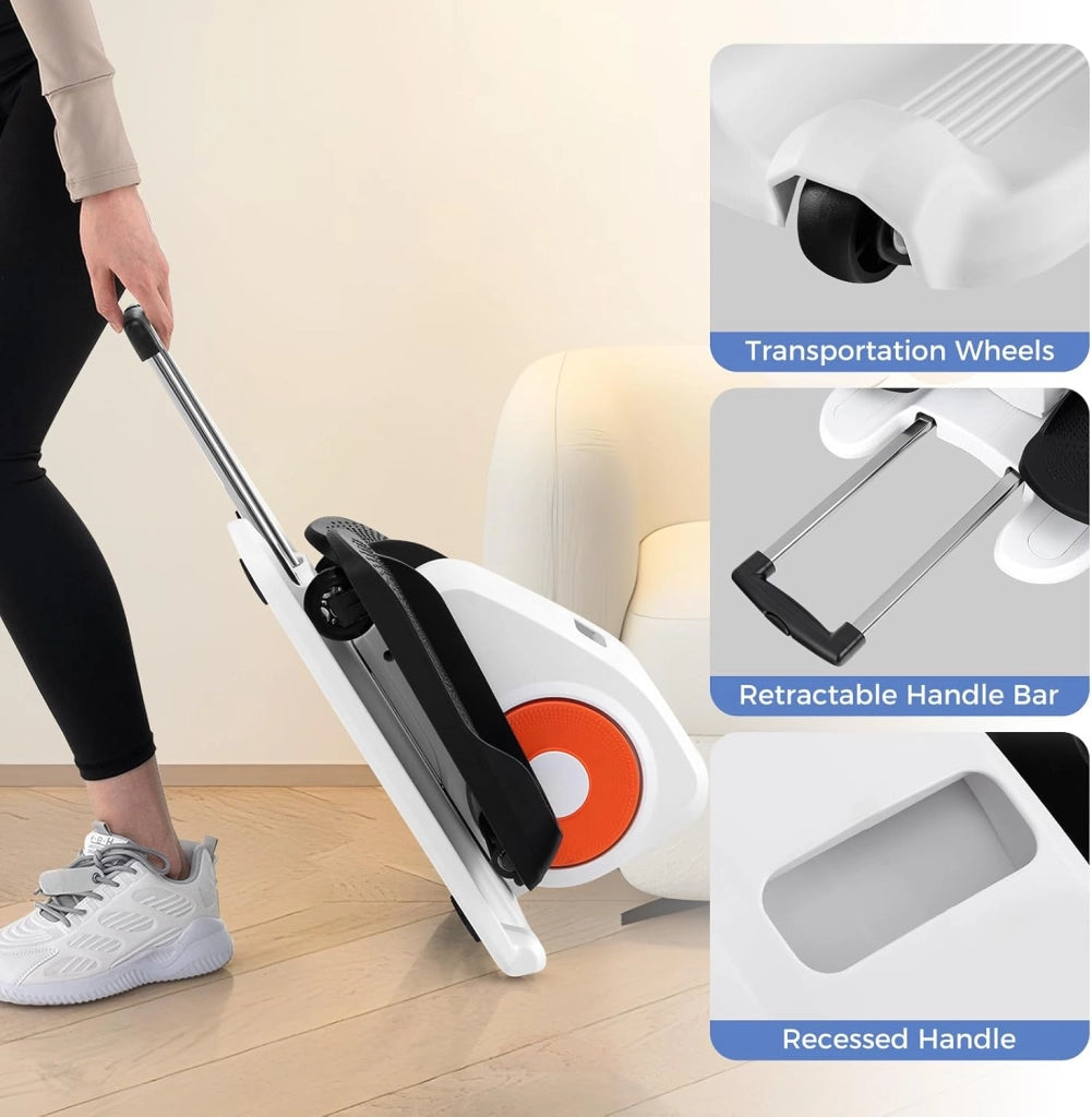 Mini Ellittica Elettrica, Pedalatore Ellittico con Schermo e Telecomando, Pedalatore Elettrico con 5 Velocità e 3 Modalità, Bicicletta Ellittica Sotto la Scrivania