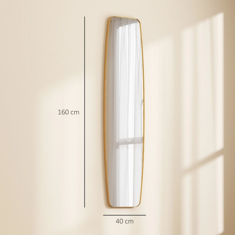 Specchio da parete, specchio da finestra con cornice in metallo, specchio decorativo da appendere, specchio da corridoio, 160 x 40 x 3 cm, oro