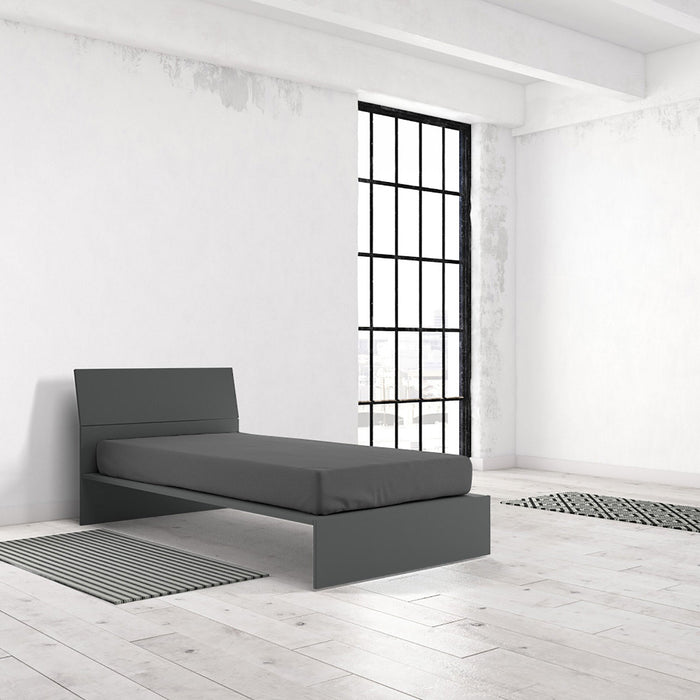 Lenzuolo Sotto con Angoli ed Elastico Tinta Unita Fumo Matrimoniale Maxy