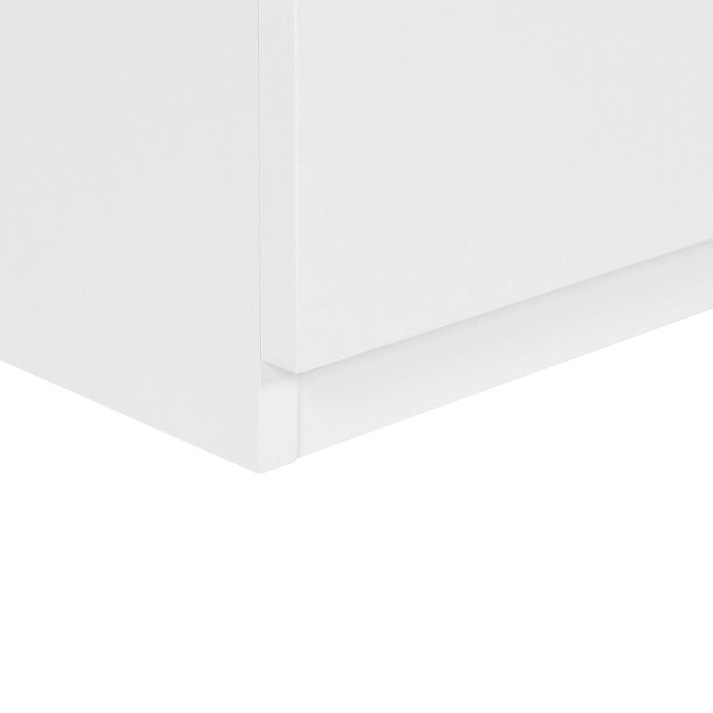 Comodino bianco con legno chiaro MDF 2 cassetti camera da letto scandinava