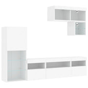 Mobile TV multimediale Scaffale TV Credenza TV Sala da pranzo Soggiorno Camera da letto con LED 6 pezzi Legno composito bianco 02_0029426