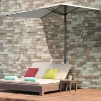 Ombrellone da Parete Mezzaluna Salvaspazio con Apertura a Manovella, Beige
