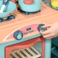 Cucina Giocattolo Per Bambini 3-6 Anni, Caffetteria Ristorante con 50 Accessori Inclusi, 79.5 x 33 x 90.5cm