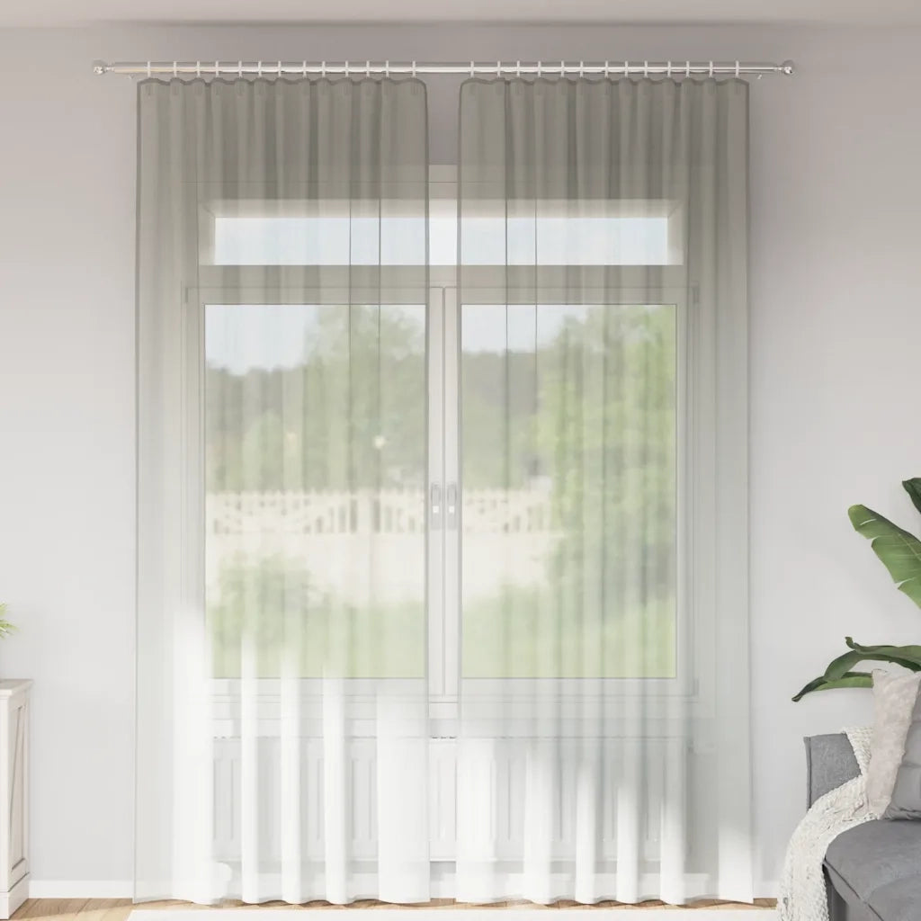Tende in Voile con Tasche per Aste 2 pz Grigio Chiaro 4102210