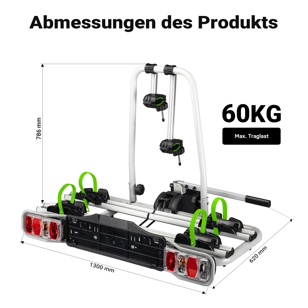 Portabici auto universale per 2 biciclette, porta bici per auto pieghevole, portata max 60 kg, con protezione antifurto