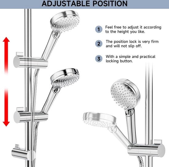 Stang doccia regolabile in acciaio inossidabile - altezza regolabile - supporto doccia - 700 mm - cromato
