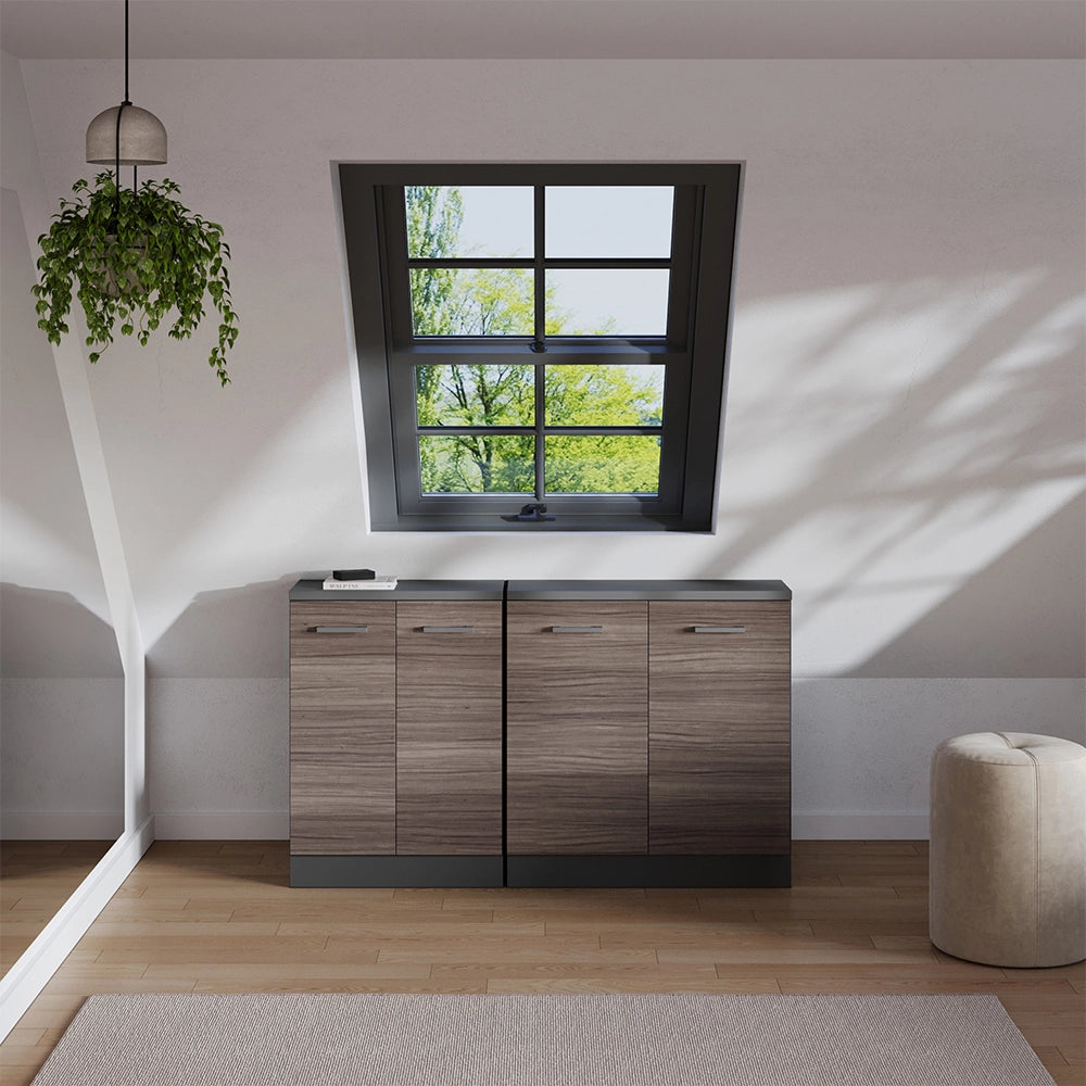Set di mobili sottotetto Rion Grigio nobile/Antracite 140 cm Set di 2 carcasse armadio profondità 60 cm Vicco