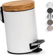 Design 3 l cosmetica-emmer, badkamer afwasmachine met deksel in bambù e meccanismo soft-close, con anti-traccia digitale e pedali comodi, bianco