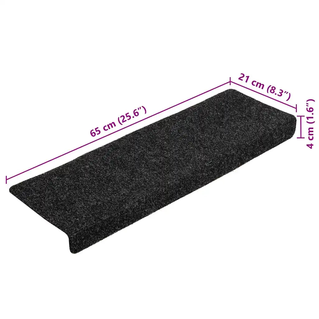 Tappetini per scale autoadesivi 20 pz 65x21x4 cm neri bordo rettangolare 3365717