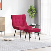 Divano Sedia-Poltrona Relax con Poggiapiedi Rosso Vino in Velluto 354361
