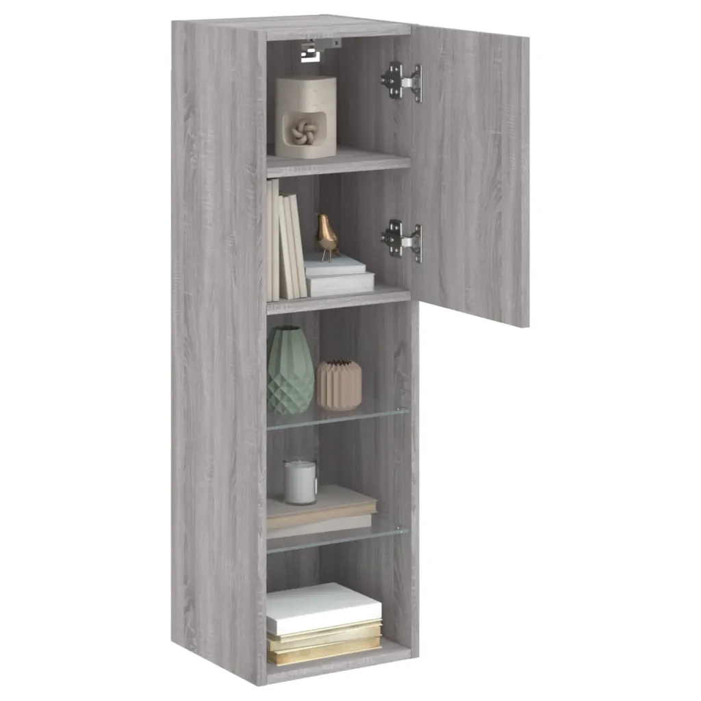 Mobili TV con Luci LED 2pz Grigio Sonoma 30,5x30x102 cm 837026