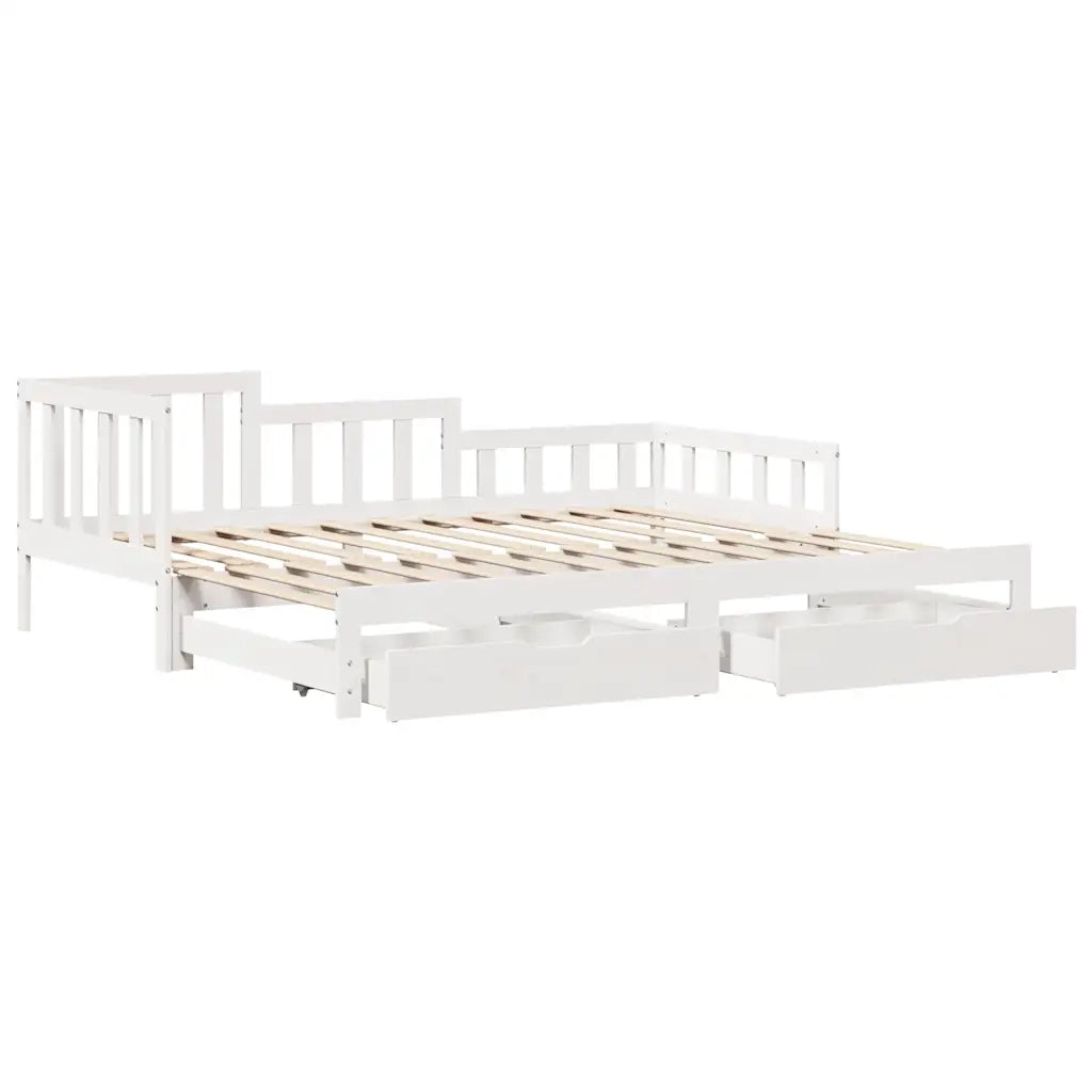 Letto Estraibile con Cassetti senza Materasso Bianco 90x190 cm