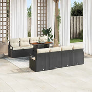 Set Divano da Giardino con cuscino 9 pcs Nero e Crema 3349683