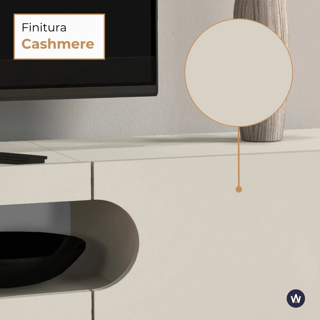 WHOUS Mobile porta TV Real con 4 ante e 1 vano aperto cashmere 200x40x60 cm