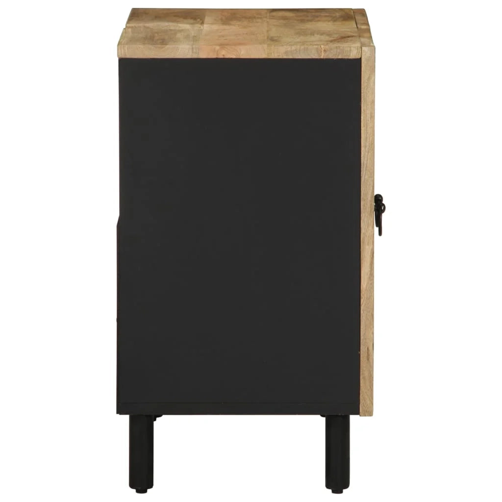 Mobile lavabo da bagno retrò 62 x 33 x 58 cm con ampio spazio di stivaggio in legno di mango nero 02_0057838