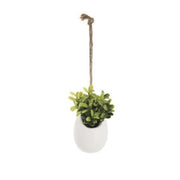 Mini vaso in ceramica bianca con piantina artificiale H11 cm
