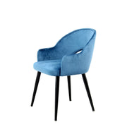 Set 2 Sedie Joris in Velluto Blu con Schienale Aperto