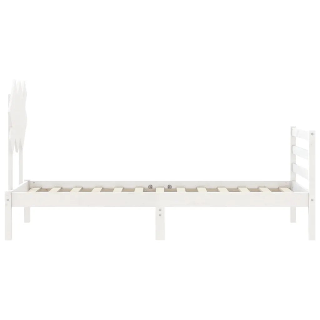 Giroletto con Testiera-Struttura Letto con testiera Bianco Single in Legno Massello 317270