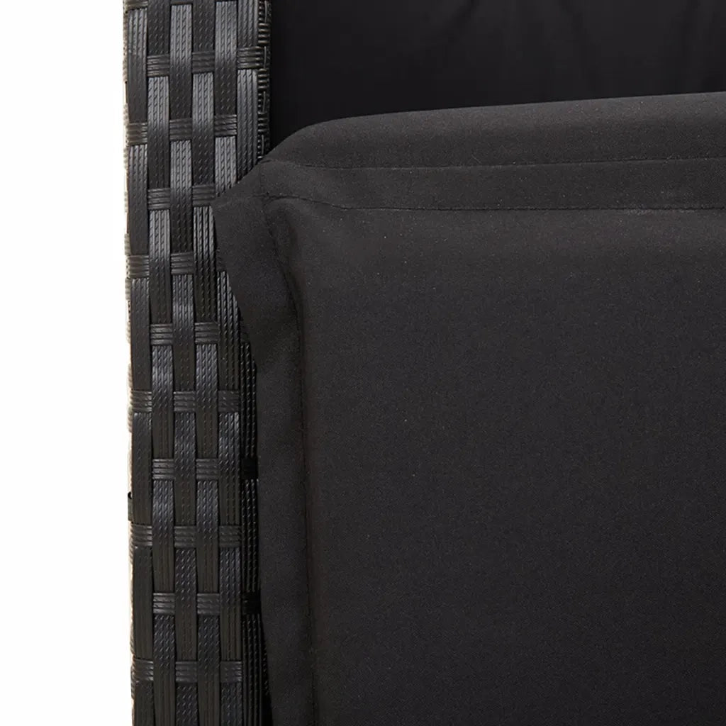 Set da Pranzo da Giardino 9 pz con Cuscini Nero in Polyrattan 3212973