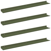 4 pz Mensola | Ripiano | Scaffale sospesa Verde oliva 80 x 9 x 2,5 cm Acciaio