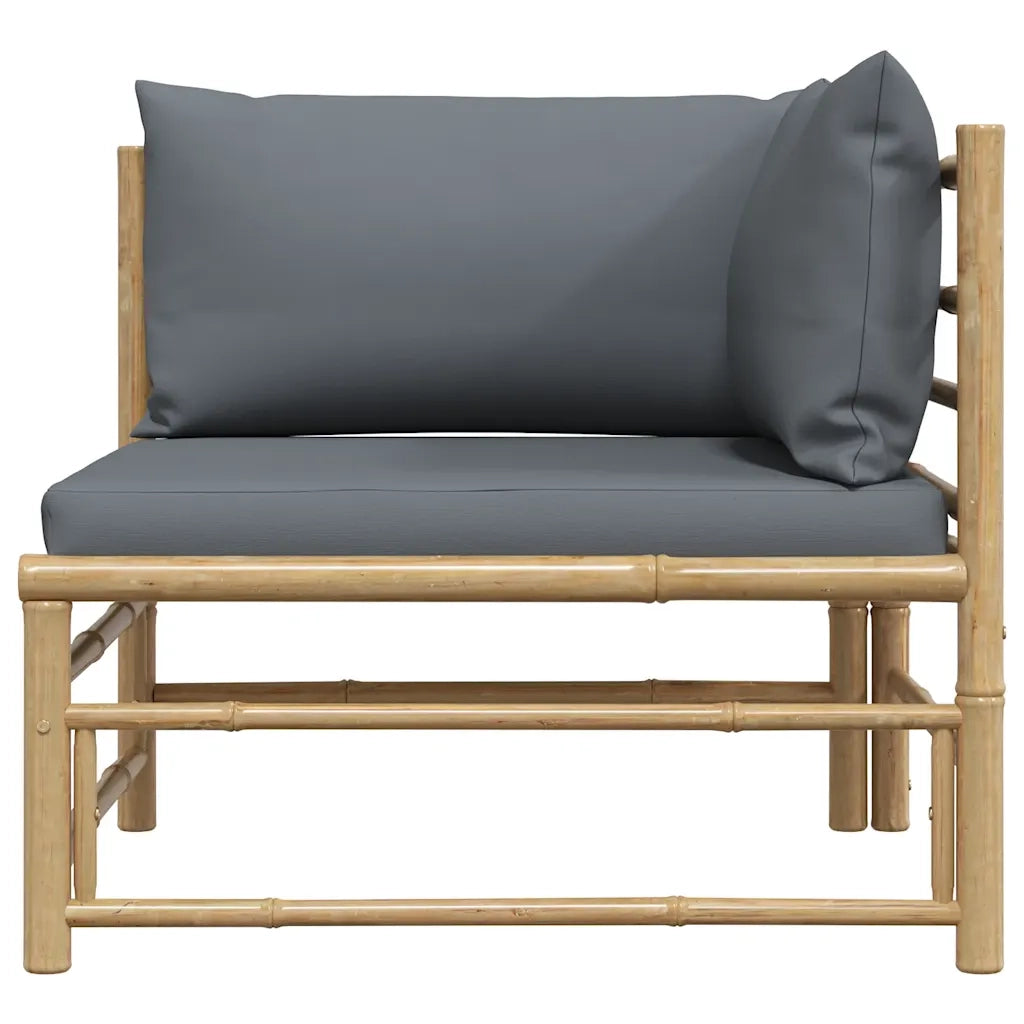 Divano Angolare da Giardino con Cuscini Grigio Scuro in BambÃ¹cod mxl 94520