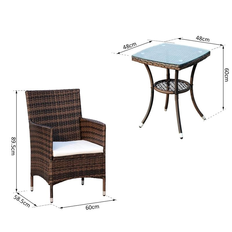 SET POLTRONCINE DA GIARDINO IN RATTAN CON TAVOLINO MARRONE